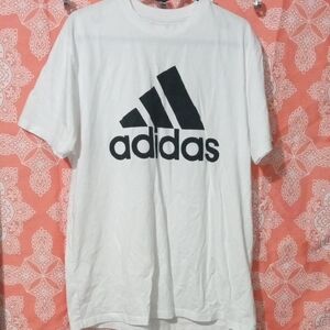 Adidas Men's White Tee with Black Logo